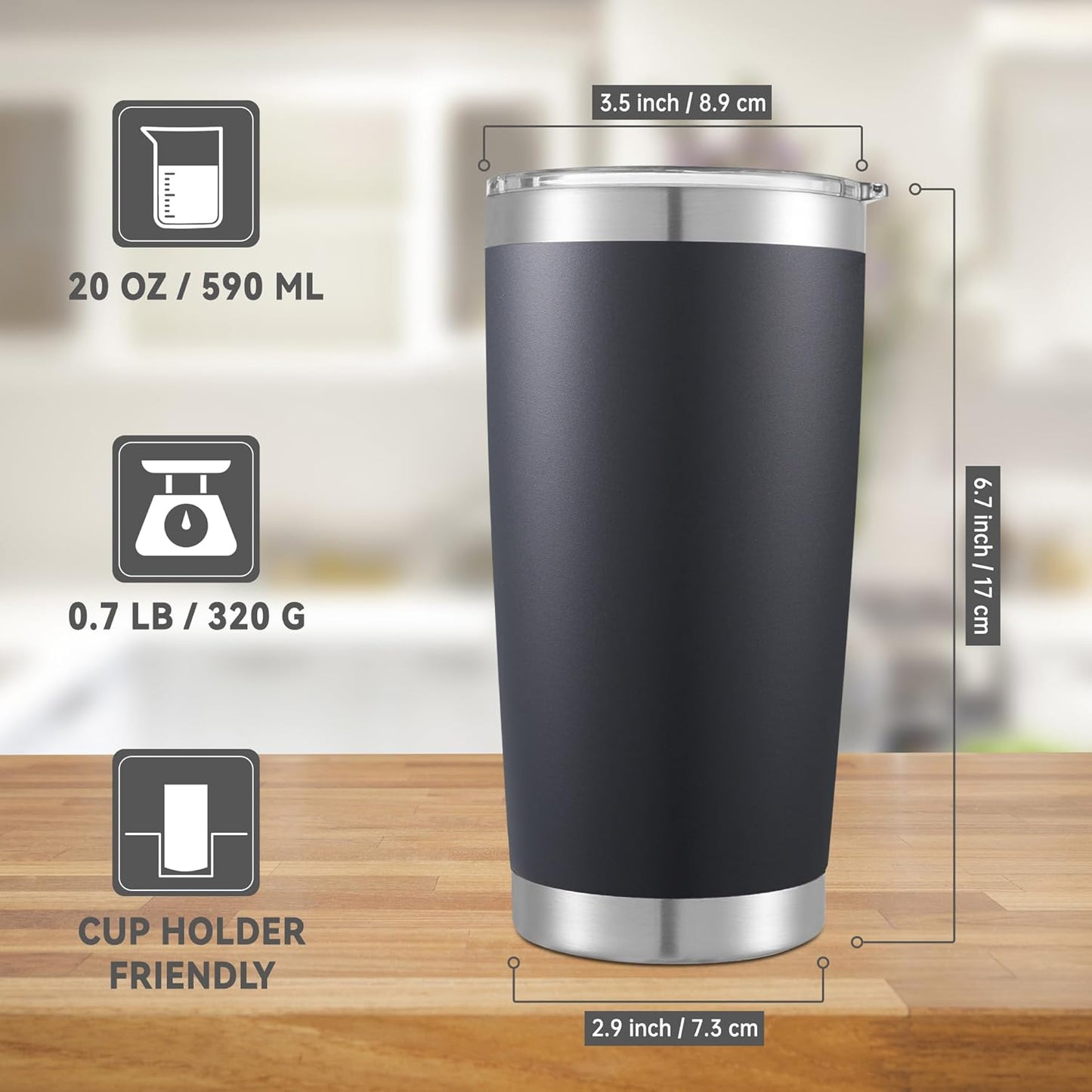 20 oz Tumblers Stainless Steel Tumbler with Lid, 1 Pack | Orange, 20oz Insulated Coffee Mug, Double Wall Vacuum, Powder Coated Cup, for Hot and Cold Drinks
