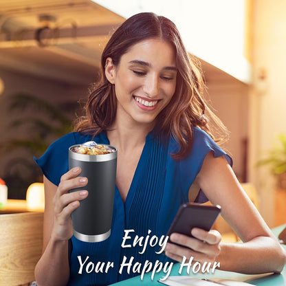 20 oz Tumblers Stainless Steel Tumbler with Lid, 1 Pack | Orange, 20oz Insulated Coffee Mug, Double Wall Vacuum, Powder Coated Cup, for Hot and Cold Drinks