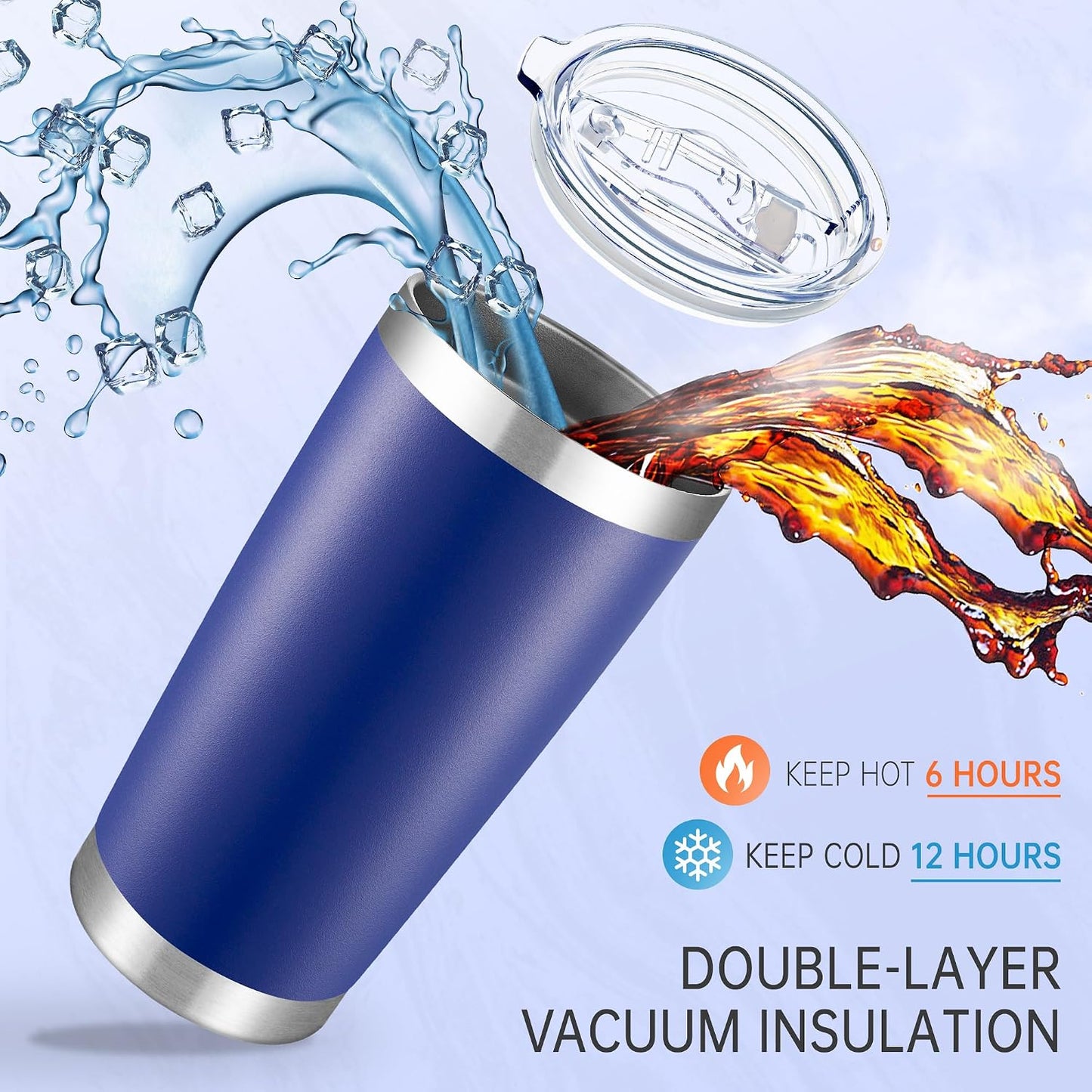 20 oz Tumblers Stainless Steel Tumbler with Lid, 1 Pack | Orange, 20oz Insulated Coffee Mug, Double Wall Vacuum, Powder Coated Cup, for Hot and Cold Drinks