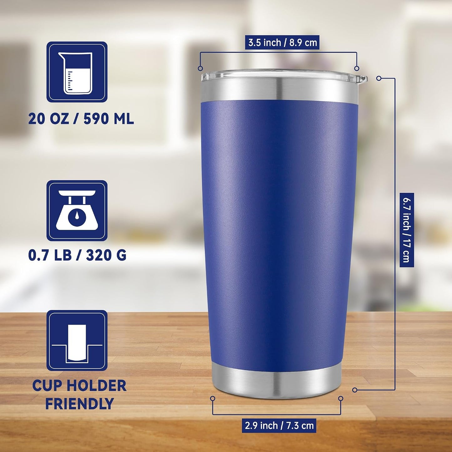 20 oz Tumblers Stainless Steel Tumbler with Lid, 1 Pack | Orange, 20oz Insulated Coffee Mug, Double Wall Vacuum, Powder Coated Cup, for Hot and Cold Drinks