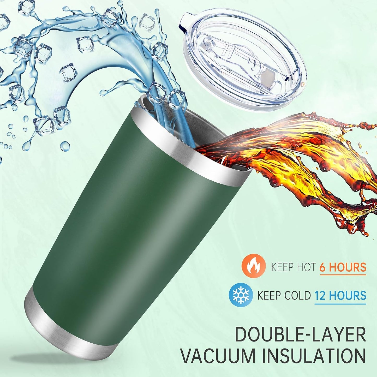 20 oz Tumblers Stainless Steel Tumbler with Lid, 1 Pack | Orange, 20oz Insulated Coffee Mug, Double Wall Vacuum, Powder Coated Cup, for Hot and Cold Drinks