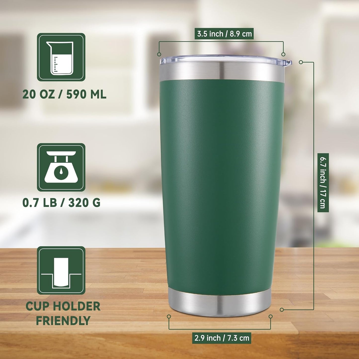 20 oz Tumblers Stainless Steel Tumbler with Lid, 1 Pack | Orange, 20oz Insulated Coffee Mug, Double Wall Vacuum, Powder Coated Cup, for Hot and Cold Drinks