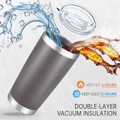 20 oz Tumblers Stainless Steel Tumbler with Lid, 1 Pack | Orange, 20oz Insulated Coffee Mug, Double Wall Vacuum, Powder Coated Cup, for Hot and Cold Drinks