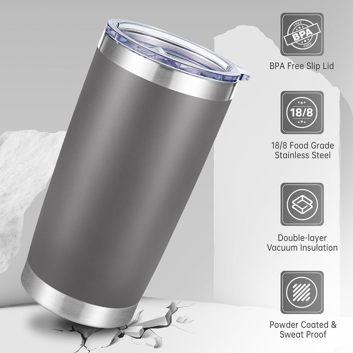 20 oz Tumblers Stainless Steel Tumbler with Lid, 1 Pack | Orange, 20oz Insulated Coffee Mug, Double Wall Vacuum, Powder Coated Cup, for Hot and Cold Drinks