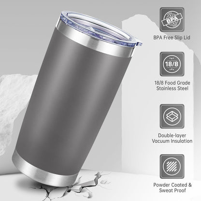 20 oz Tumblers Stainless Steel Tumbler with Lid, 1 Pack | Orange, 20oz Insulated Coffee Mug, Double Wall Vacuum, Powder Coated Cup, for Hot and Cold Drinks
