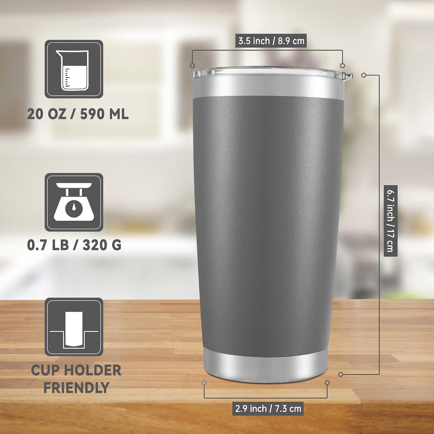 20 oz Tumblers Stainless Steel Tumbler with Lid, 1 Pack | Orange, 20oz Insulated Coffee Mug, Double Wall Vacuum, Powder Coated Cup, for Hot and Cold Drinks
