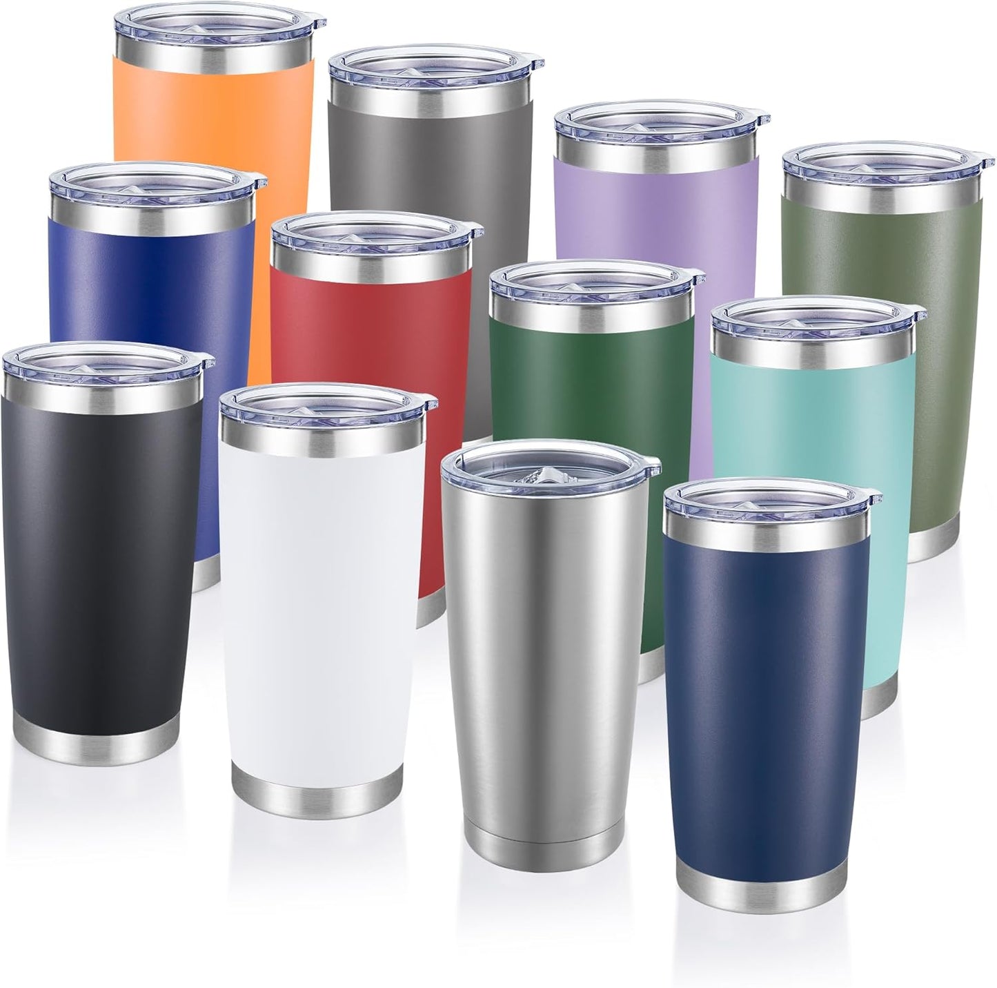 20 oz Tumblers Stainless Steel Tumbler with Lid, 1 Pack | Orange, 20oz Insulated Coffee Mug, Double Wall Vacuum, Powder Coated Cup, for Hot and Cold Drinks