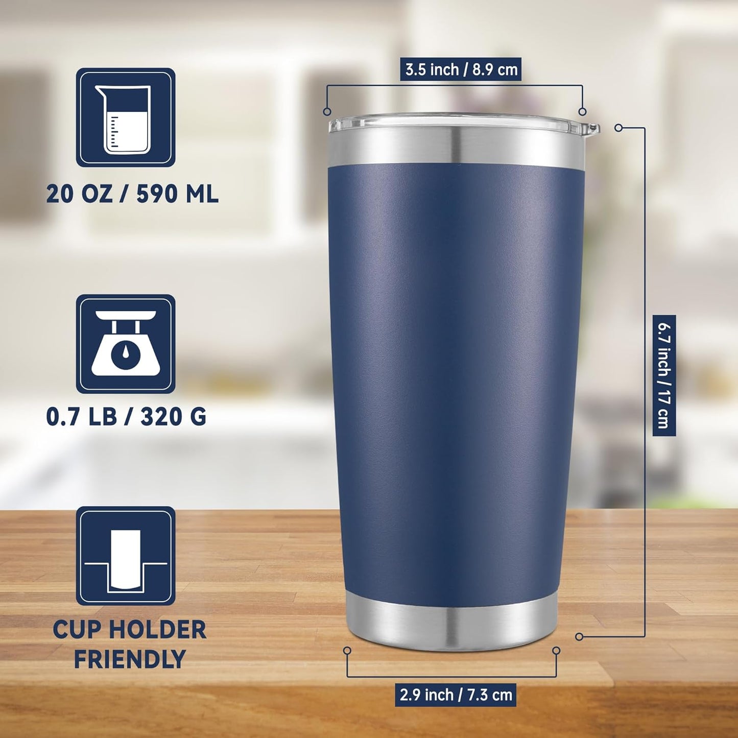 20 oz Tumblers Stainless Steel Tumbler with Lid, 1 Pack | Orange, 20oz Insulated Coffee Mug, Double Wall Vacuum, Powder Coated Cup, for Hot and Cold Drinks