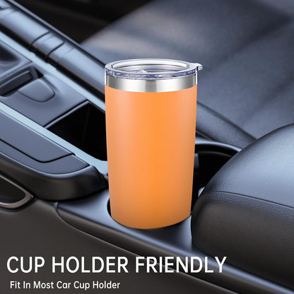 20 oz Tumblers Stainless Steel Tumbler with Lid, 1 Pack | Orange, 20oz Insulated Coffee Mug, Double Wall Vacuum, Powder Coated Cup, for Hot and Cold Drinks