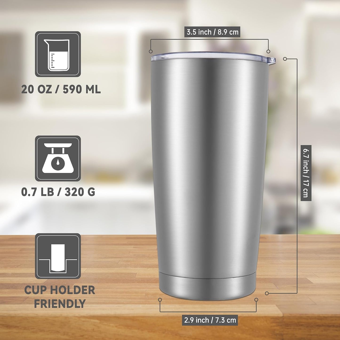 20 oz Tumblers Stainless Steel Tumbler with Lid, 1 Pack | Orange, 20oz Insulated Coffee Mug, Double Wall Vacuum, Powder Coated Cup, for Hot and Cold Drinks