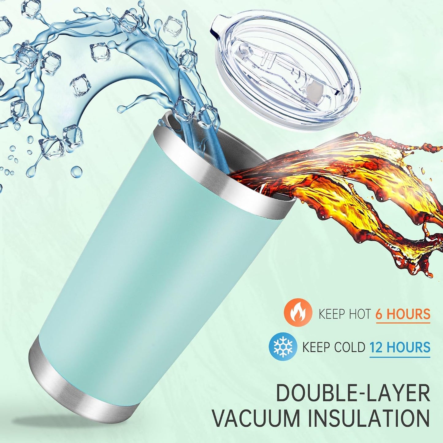 20 oz Tumblers Stainless Steel Tumbler with Lid, 1 Pack | Orange, 20oz Insulated Coffee Mug, Double Wall Vacuum, Powder Coated Cup, for Hot and Cold Drinks