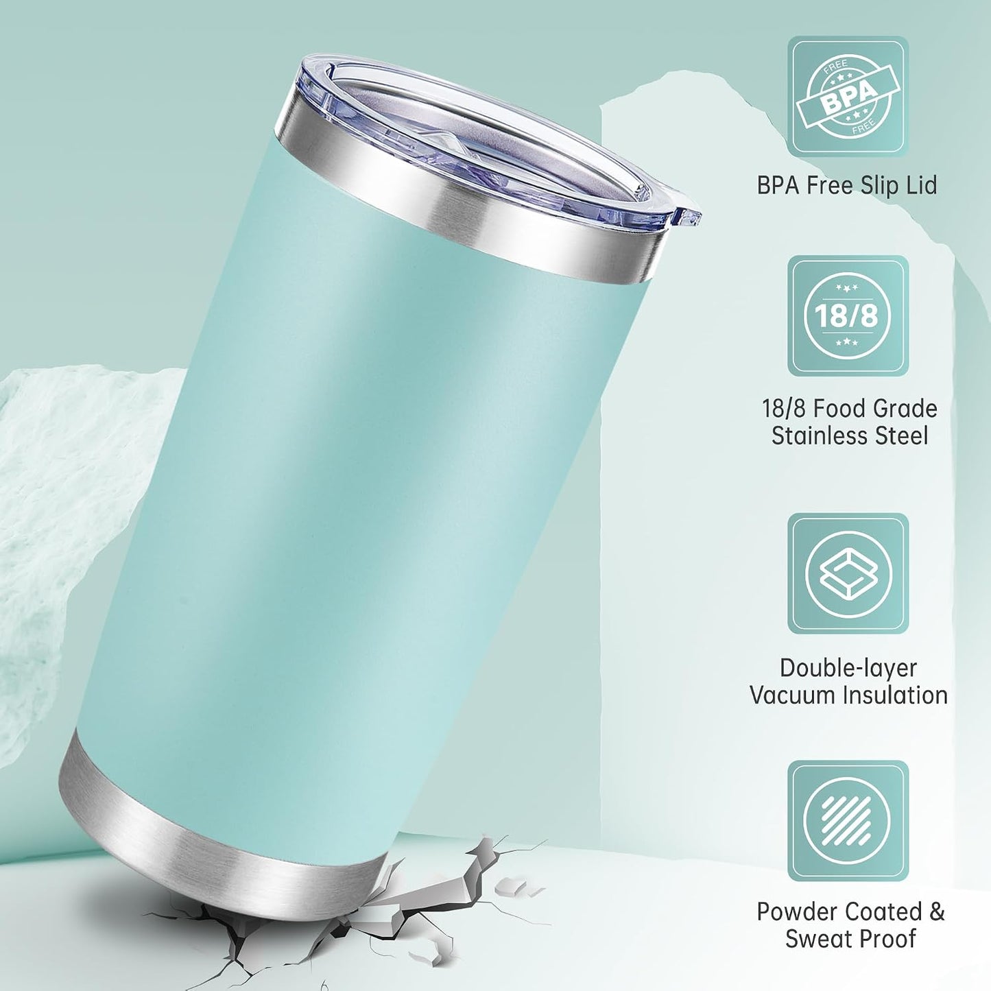 20 oz Tumblers Stainless Steel Tumbler with Lid, 1 Pack | Orange, 20oz Insulated Coffee Mug, Double Wall Vacuum, Powder Coated Cup, for Hot and Cold Drinks