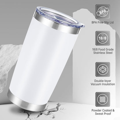 20 oz Tumblers Stainless Steel Tumbler with Lid, 1 Pack | Orange, 20oz Insulated Coffee Mug, Double Wall Vacuum, Powder Coated Cup, for Hot and Cold Drinks