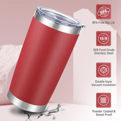 20 oz Tumblers Stainless Steel Tumbler with Lid, 1 Pack | Orange, 20oz Insulated Coffee Mug, Double Wall Vacuum, Powder Coated Cup, for Hot and Cold Drinks