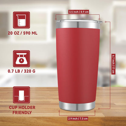 20 oz Tumblers Stainless Steel Tumbler with Lid, 1 Pack | Orange, 20oz Insulated Coffee Mug, Double Wall Vacuum, Powder Coated Cup, for Hot and Cold Drinks