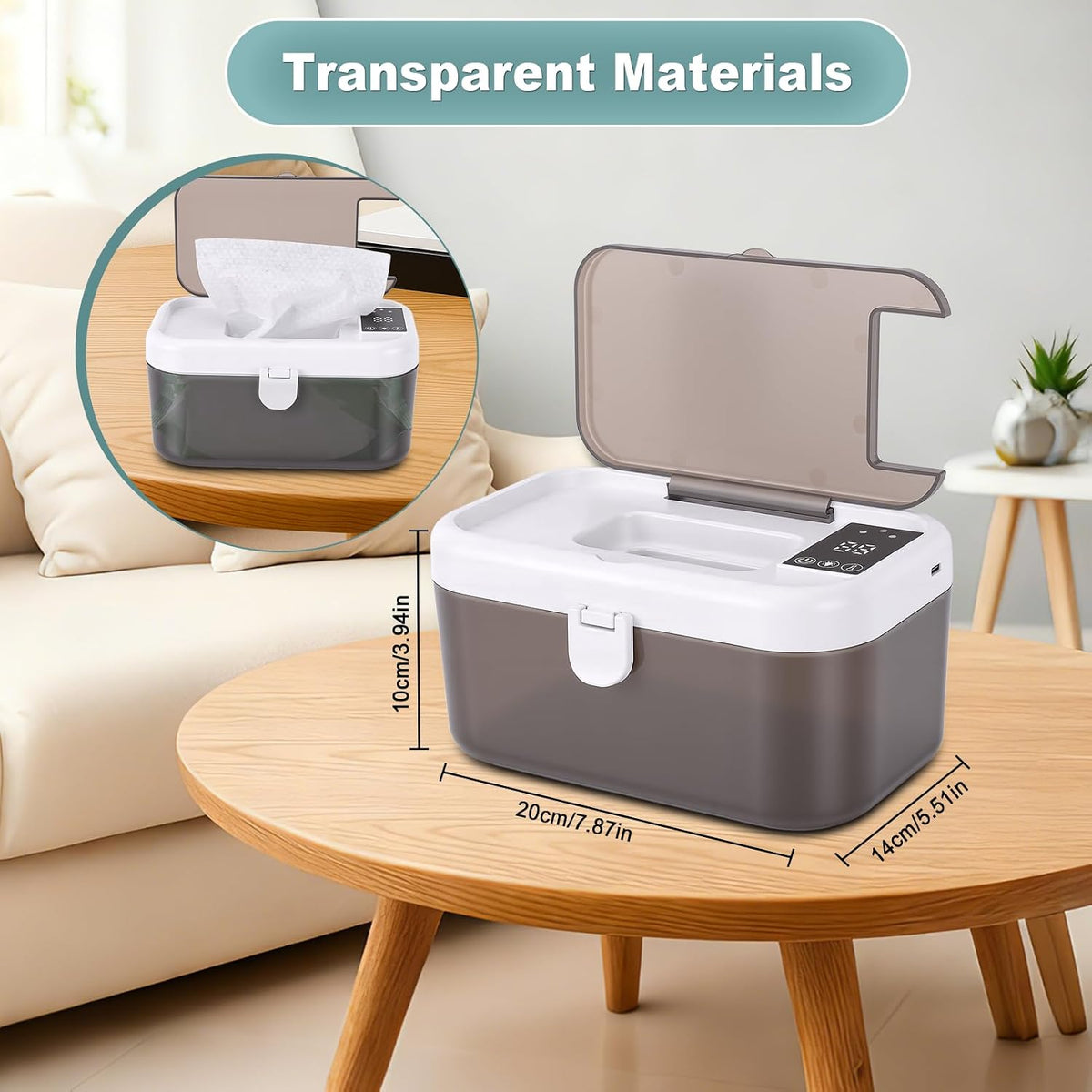 Baby Wipe Warmer, Top Heating Diaper Wipe Warmer, Large Capacity Wipes Dispenser with Spring Loaded Night Light, 3 Temperature Settings