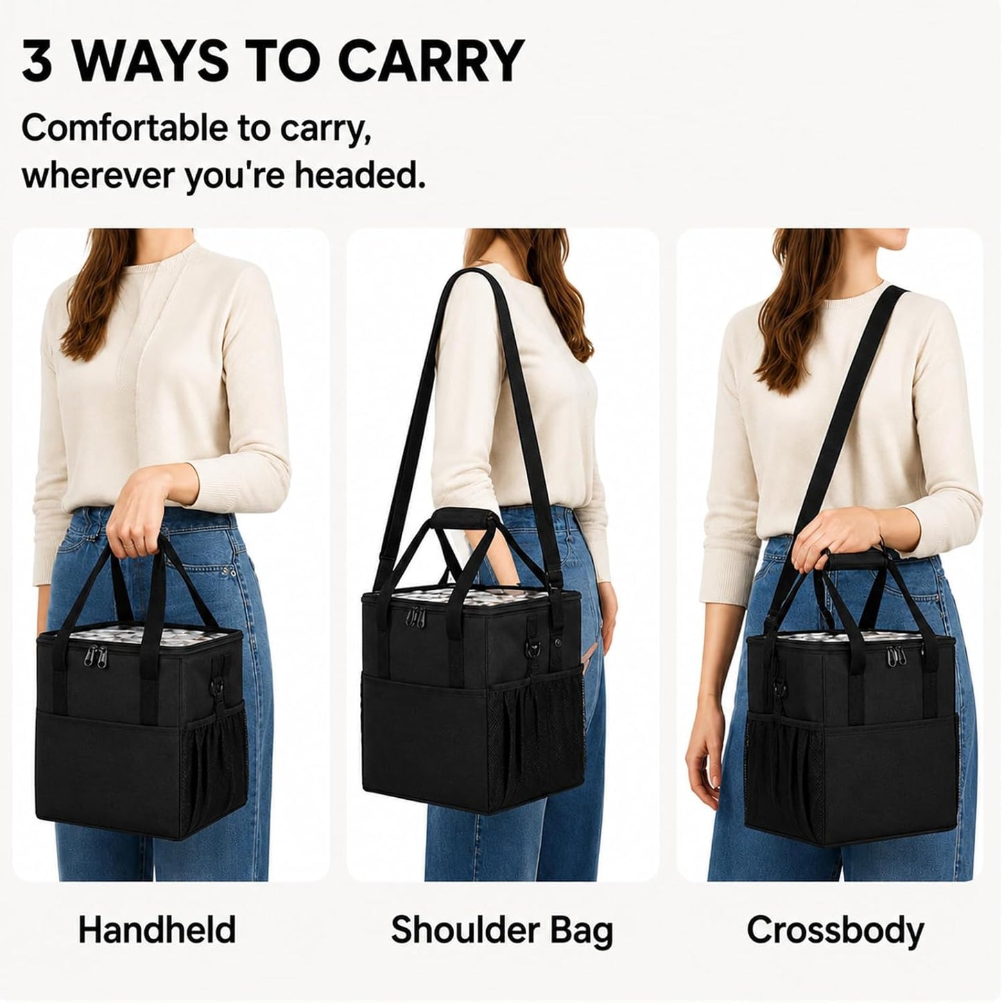 Reusable Coffee Cup Carrier – 4 Cup Portable Drink Tote, Adjustable Dividers, Insulated Waterproof, Foldable, Fits 20oz Bottles