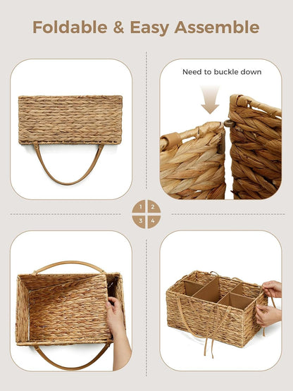Diaper Caddy Organizer, Large Wicker Nursery Basket, Natural Water Hyacinth