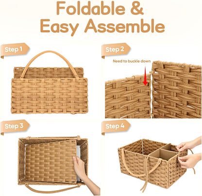 Diaper Caddy Organizer, Large Wicker Nursery Basket, Natural Water Hyacinth