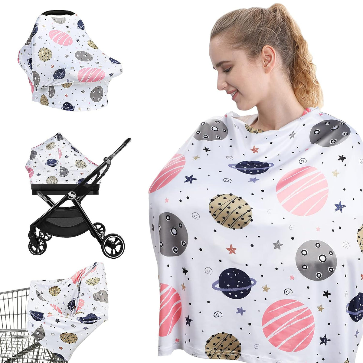 Nursing Cover Breastfeeding Scarf - Baby Car Seat Covers, Infant Stroller Cover, Carseat Canopy for Girls and Boys