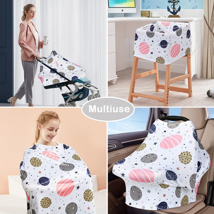Nursing Cover Breastfeeding Scarf - Baby Car Seat Covers, Infant Stroller Cover, Carseat Canopy for Girls and Boys