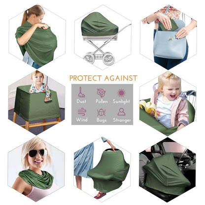 Nursing Cover Breastfeeding Scarf - Baby Car Seat Covers, Infant Stroller Cover, Carseat Canopy for Girls and Boys
