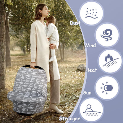 Nursing Cover Breastfeeding Scarf - Baby Car Seat Covers, Infant Stroller Cover, Carseat Canopy for Girls and Boys