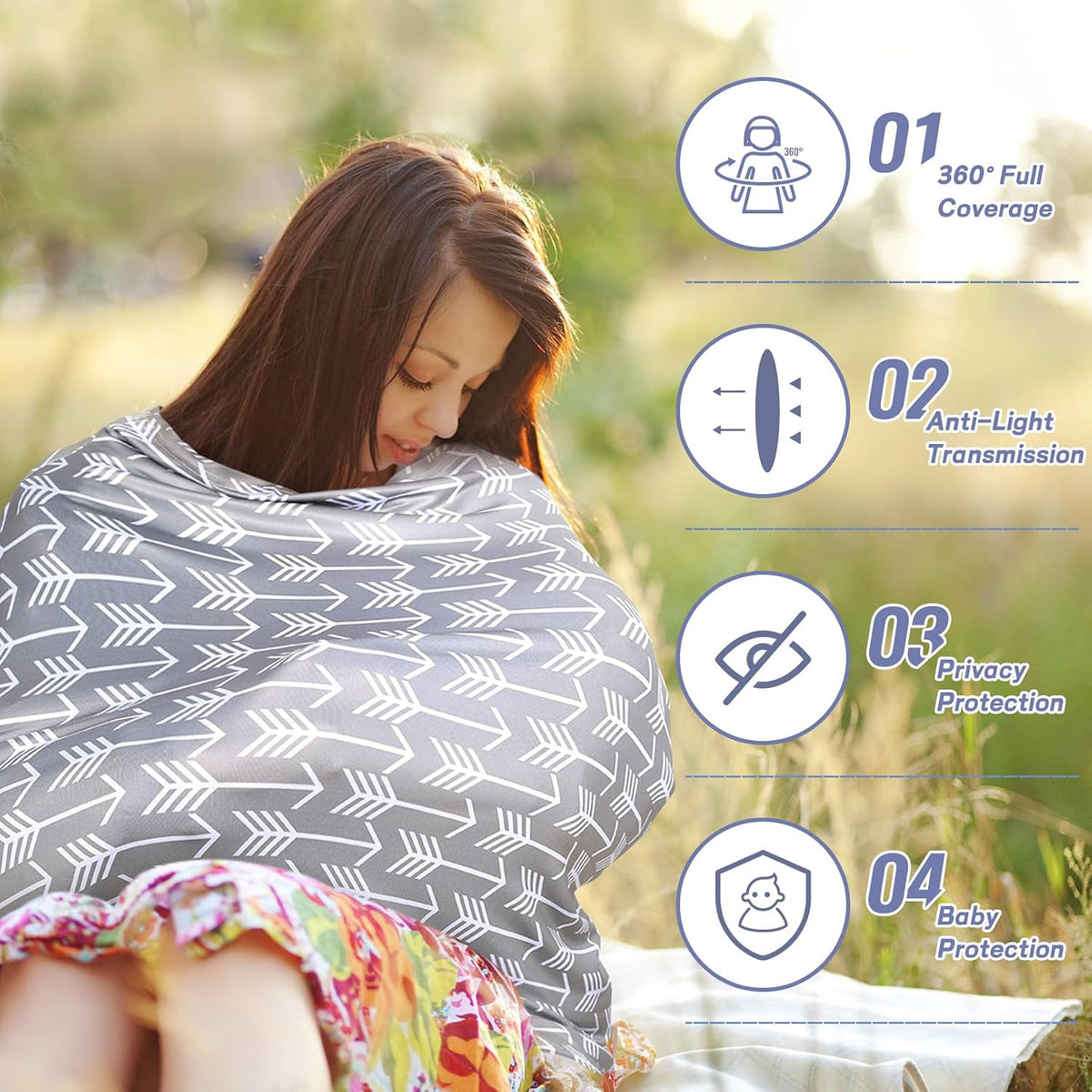 Nursing Cover Breastfeeding Scarf - Baby Car Seat Covers, Infant Stroller Cover, Carseat Canopy for Girls and Boys
