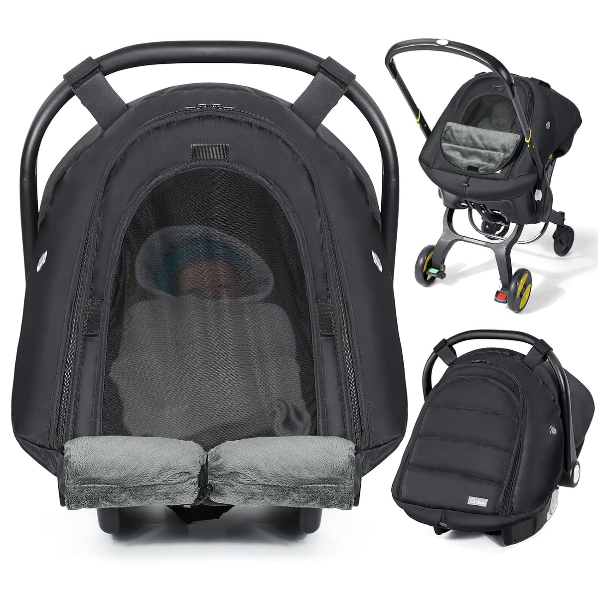 Orzbow Winter Car Seat Cover Baby - Waterproof Carseat Canopy, Light Grey