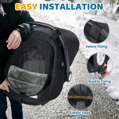 Orzbow Winter Car Seat Cover Baby - Waterproof Carseat Canopy, Light Grey