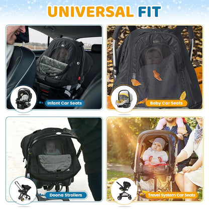 Orzbow Winter Car Seat Cover Baby - Waterproof Carseat Canopy, Light Grey