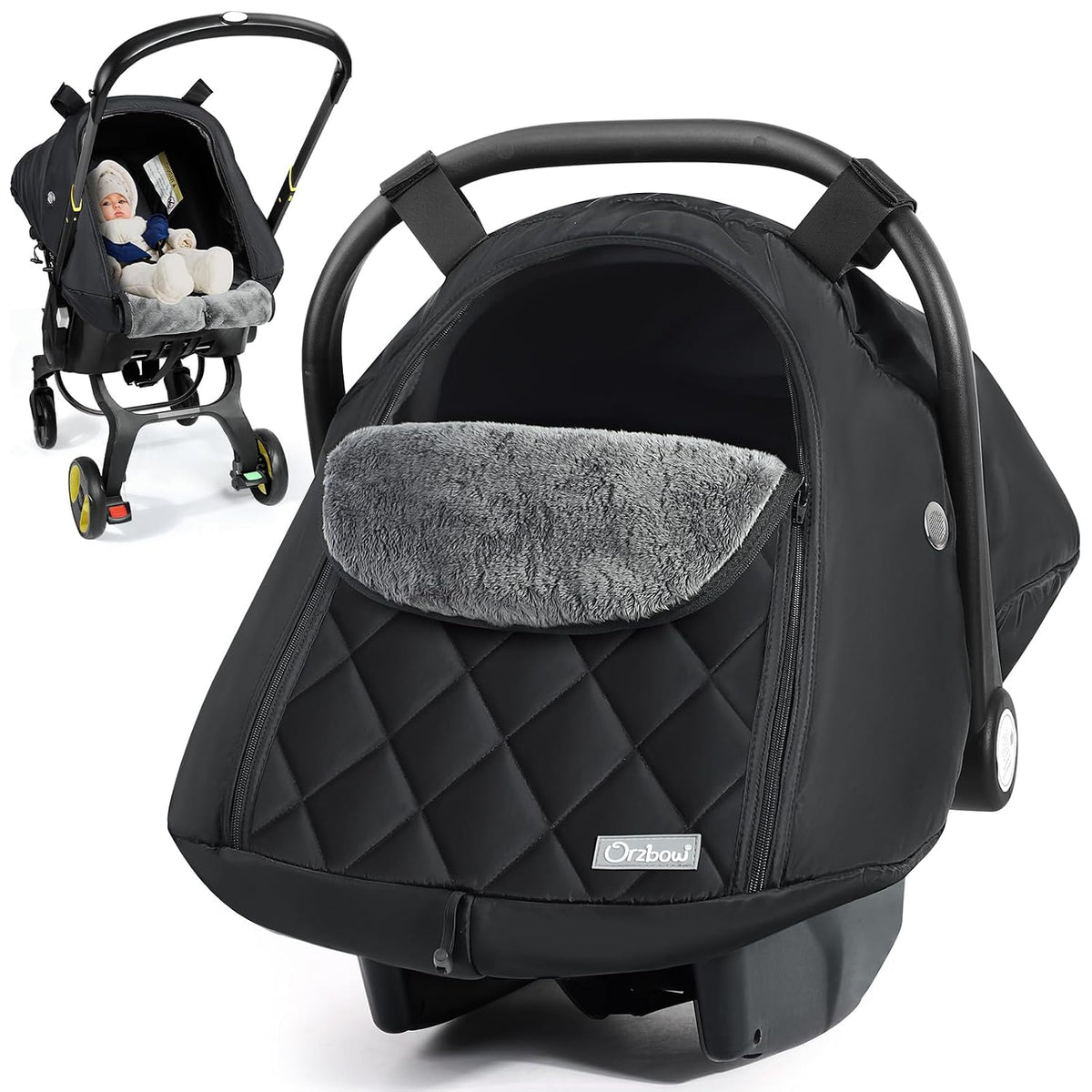 Orzbow Winter Car Seat Cover Baby - Waterproof Carseat Canopy, Light Grey