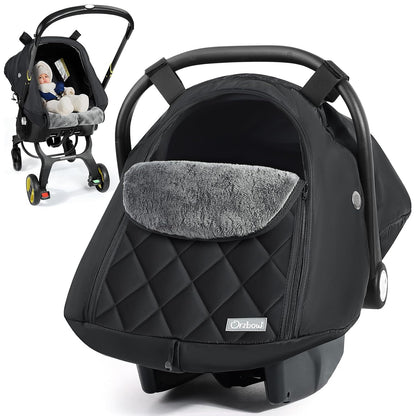 Orzbow Winter Car Seat Cover Baby - Waterproof Carseat Canopy, Light Grey