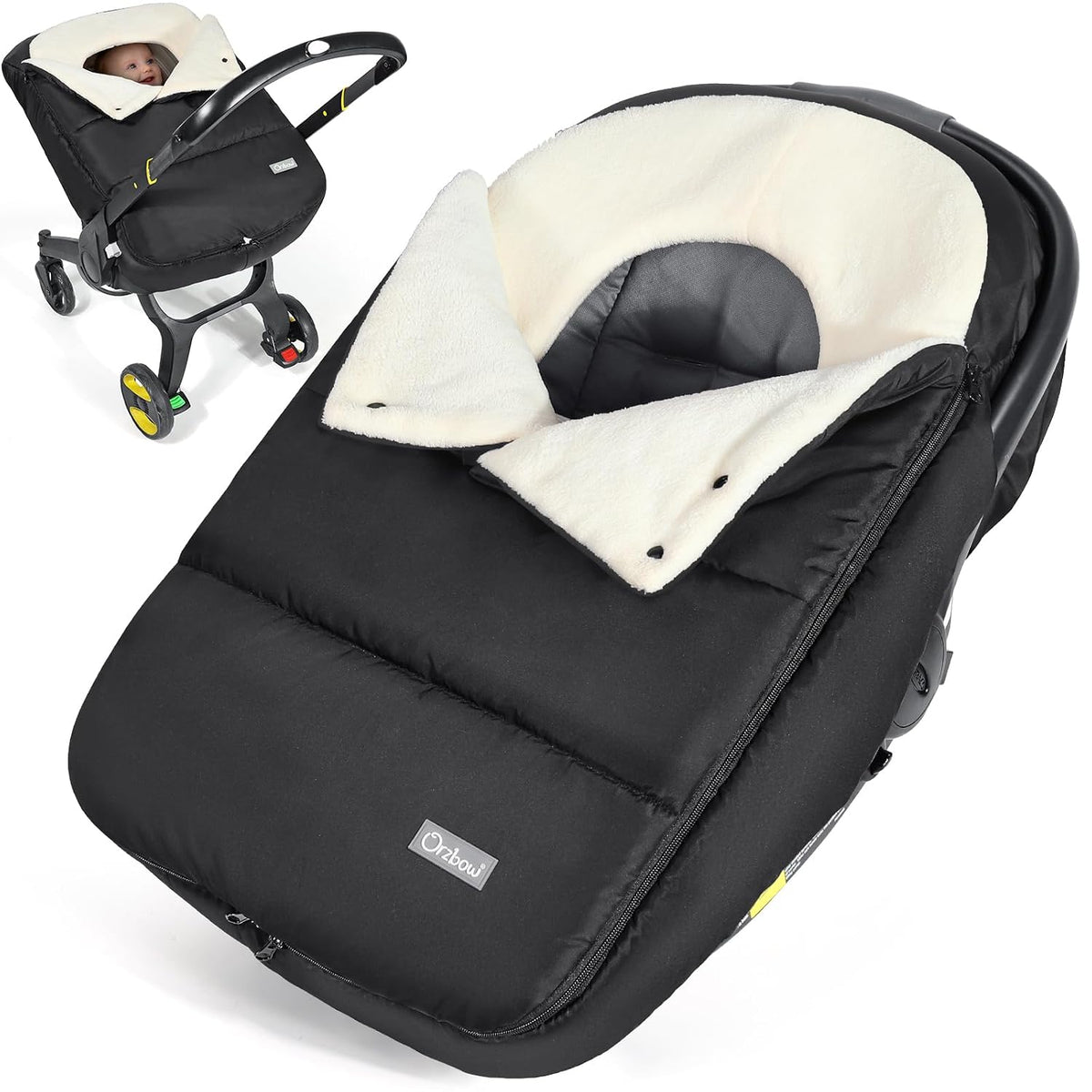 Orzbow Winter Car Seat Cover Baby - Waterproof Carseat Canopy, Light Grey
