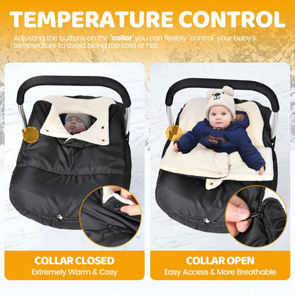 Orzbow Winter Car Seat Cover Baby - Waterproof Carseat Canopy, Light Grey