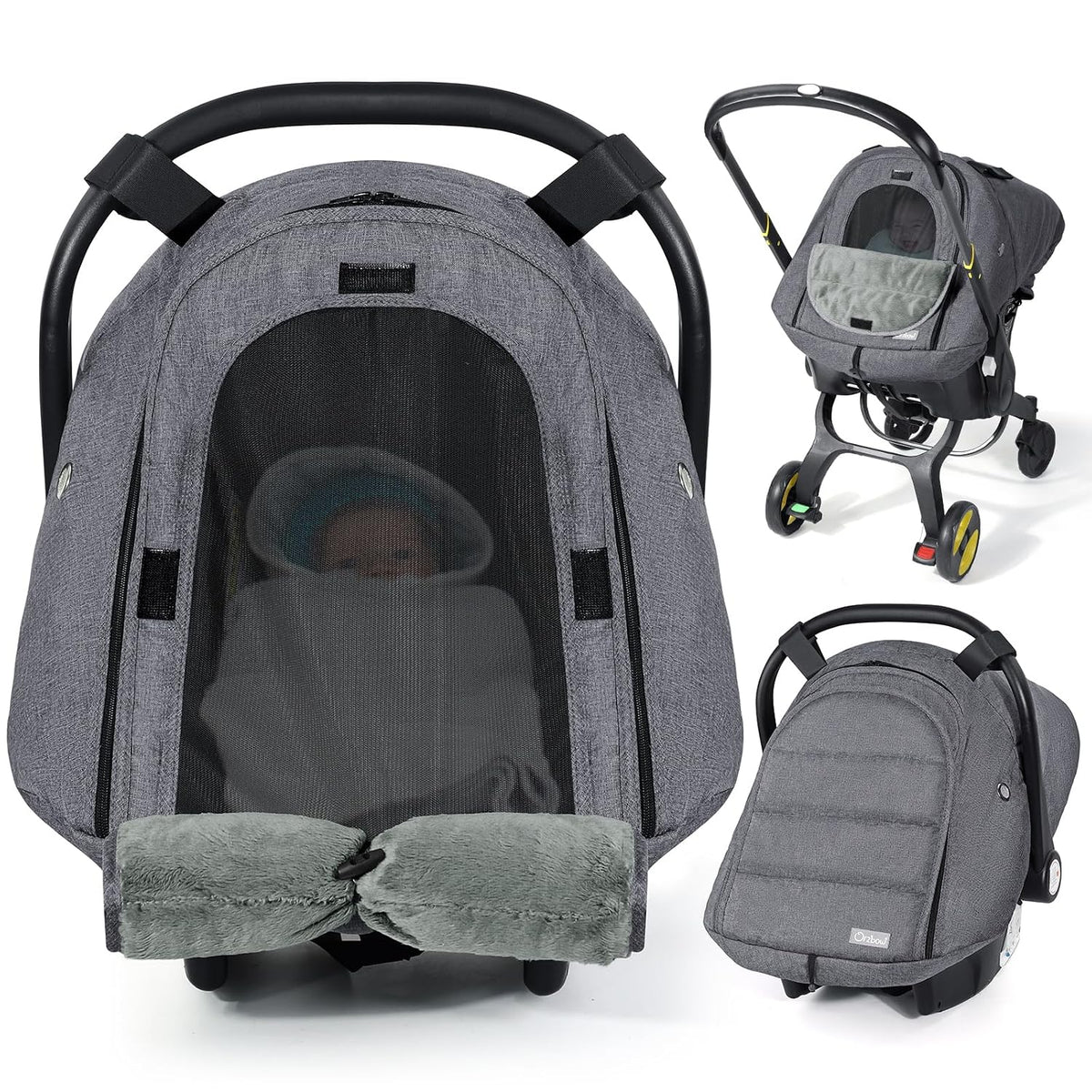 Orzbow Winter Car Seat Cover Baby - Waterproof Carseat Canopy, Light Grey