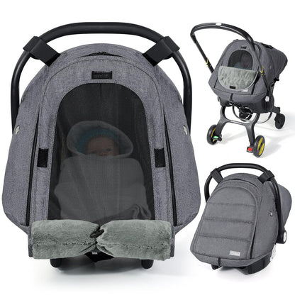 Orzbow Winter Car Seat Cover Baby - Waterproof Carseat Canopy, Light Grey