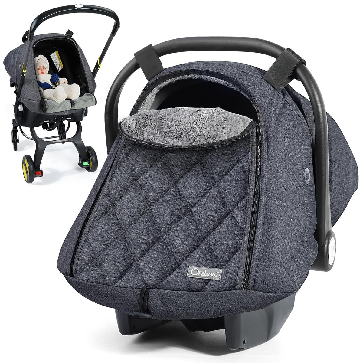Orzbow Winter Car Seat Cover Baby - Waterproof Carseat Canopy, Light Grey