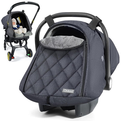 Orzbow Winter Car Seat Cover Baby - Waterproof Carseat Canopy, Light Grey