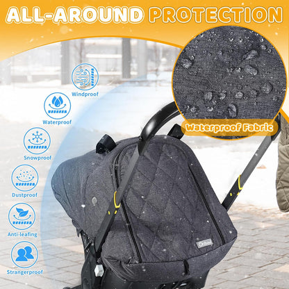 Orzbow Winter Car Seat Cover Baby - Waterproof Carseat Canopy, Light Grey