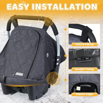Orzbow Winter Car Seat Cover Baby - Waterproof Carseat Canopy, Light Grey