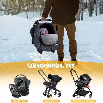 Orzbow Winter Car Seat Cover Baby - Waterproof Carseat Canopy, Light Grey