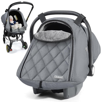 Orzbow Winter Car Seat Cover Baby - Waterproof Carseat Canopy, Light Grey