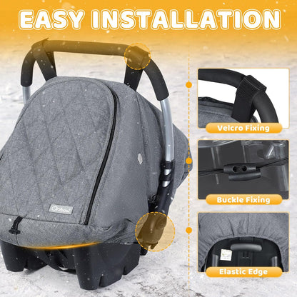 Orzbow Winter Car Seat Cover Baby - Waterproof Carseat Canopy, Light Grey