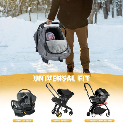 Orzbow Winter Car Seat Cover Baby - Waterproof Carseat Canopy, Light Grey