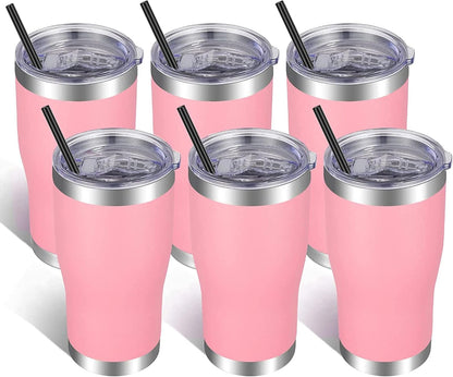 20oz Tumbler Stainless Steel Tumbler Cup with Lid And Straw Vacuum Insulated Double Wall Travel Coffee Mug(Pink 1 Pack)