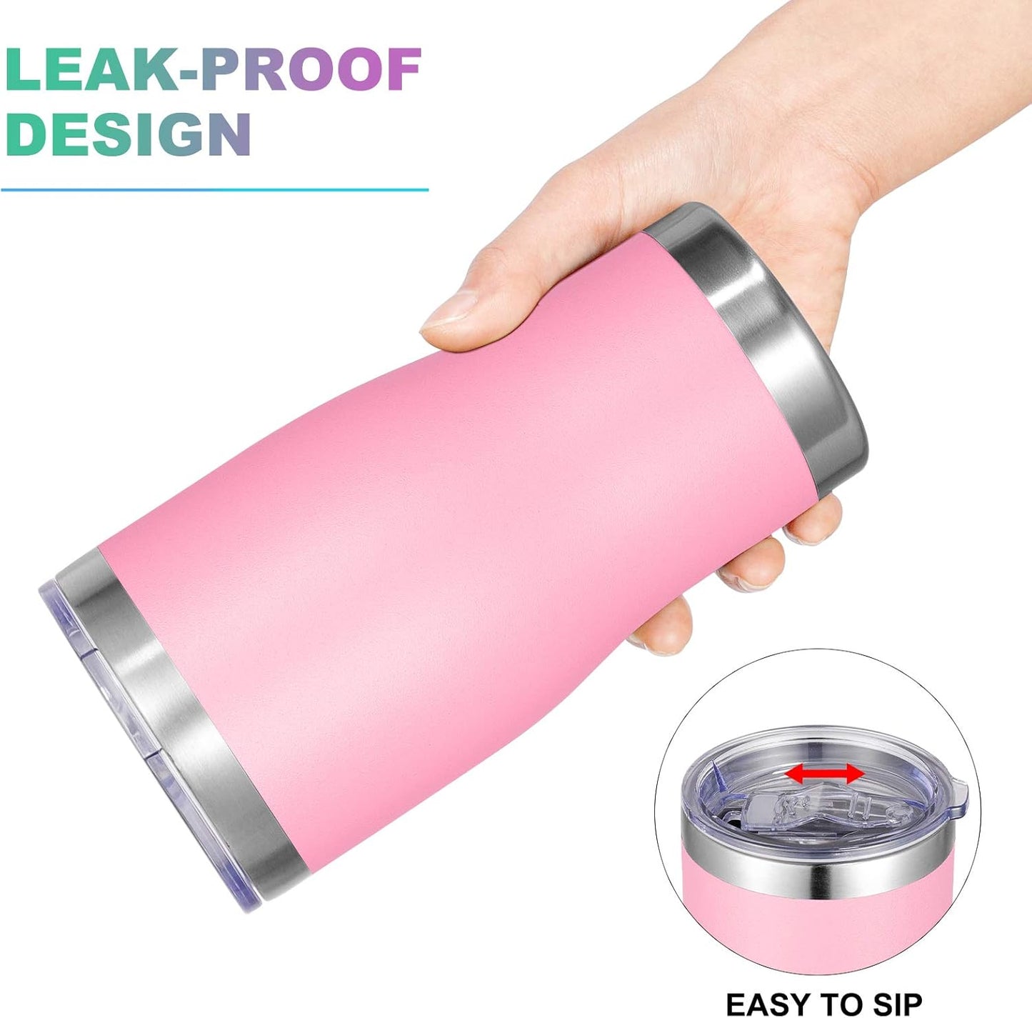 20oz Tumbler Stainless Steel Tumbler Cup with Lid And Straw Vacuum Insulated Double Wall Travel Coffee Mug(Pink 1 Pack)