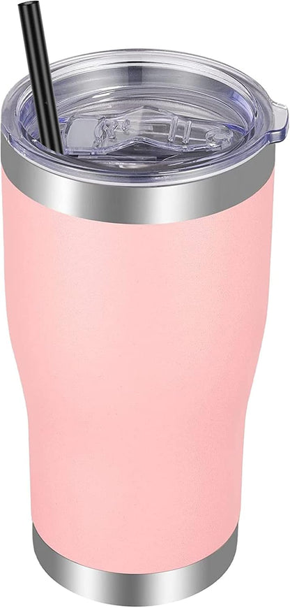 20oz Tumbler Stainless Steel Tumbler Cup with Lid And Straw Vacuum Insulated Double Wall Travel Coffee Mug(Pink 1 Pack)