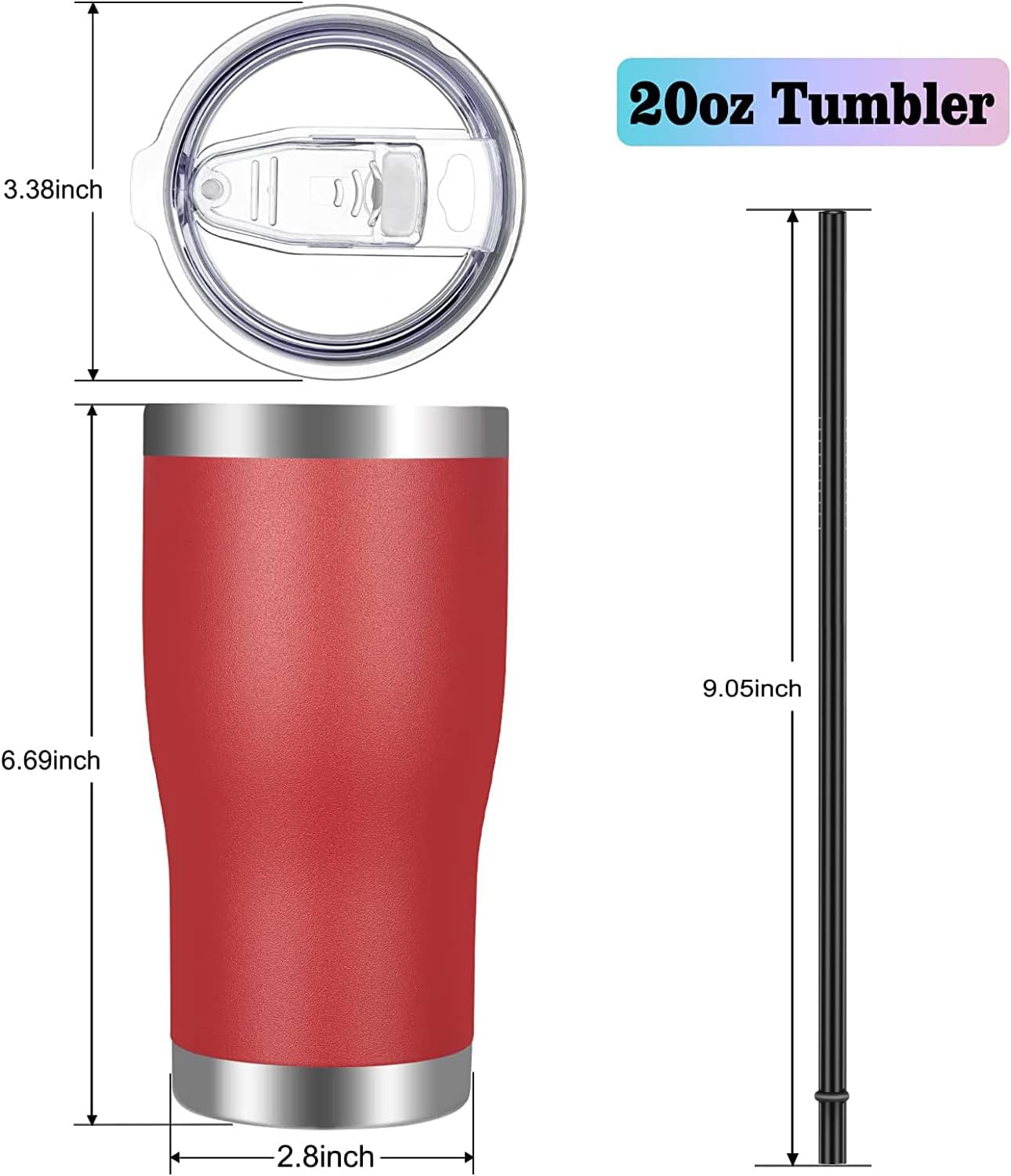 20oz Tumbler Stainless Steel Tumbler Cup with Lid And Straw Vacuum Insulated Double Wall Travel Coffee Mug(Pink 1 Pack)
