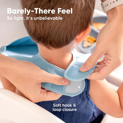 2-Pack Baby Bowls with Suctions, Lids and 3-Pack Waterproof Baby Bibs for Eating - Silicone Suction Bowls for Baby Boy, Girl, Silicone Bowls BPA-Free - Lightweight Baby Bib with Food Catcher